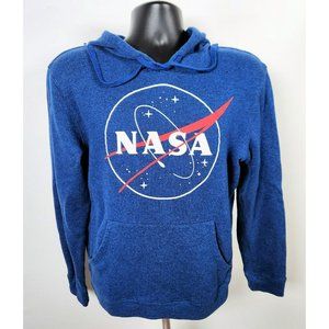 NASA Logo Hoodie Pullover Sweater Top Heathered Blue Size M Medium Fifth Sun